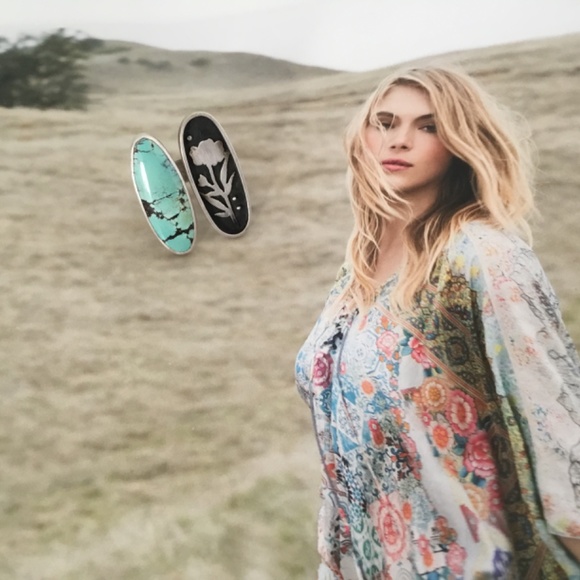 Language of Stones Turquoise & Sterling Artisan Shadowbox Ring: NWOT! Size 6.5 - Picture 2 of 8